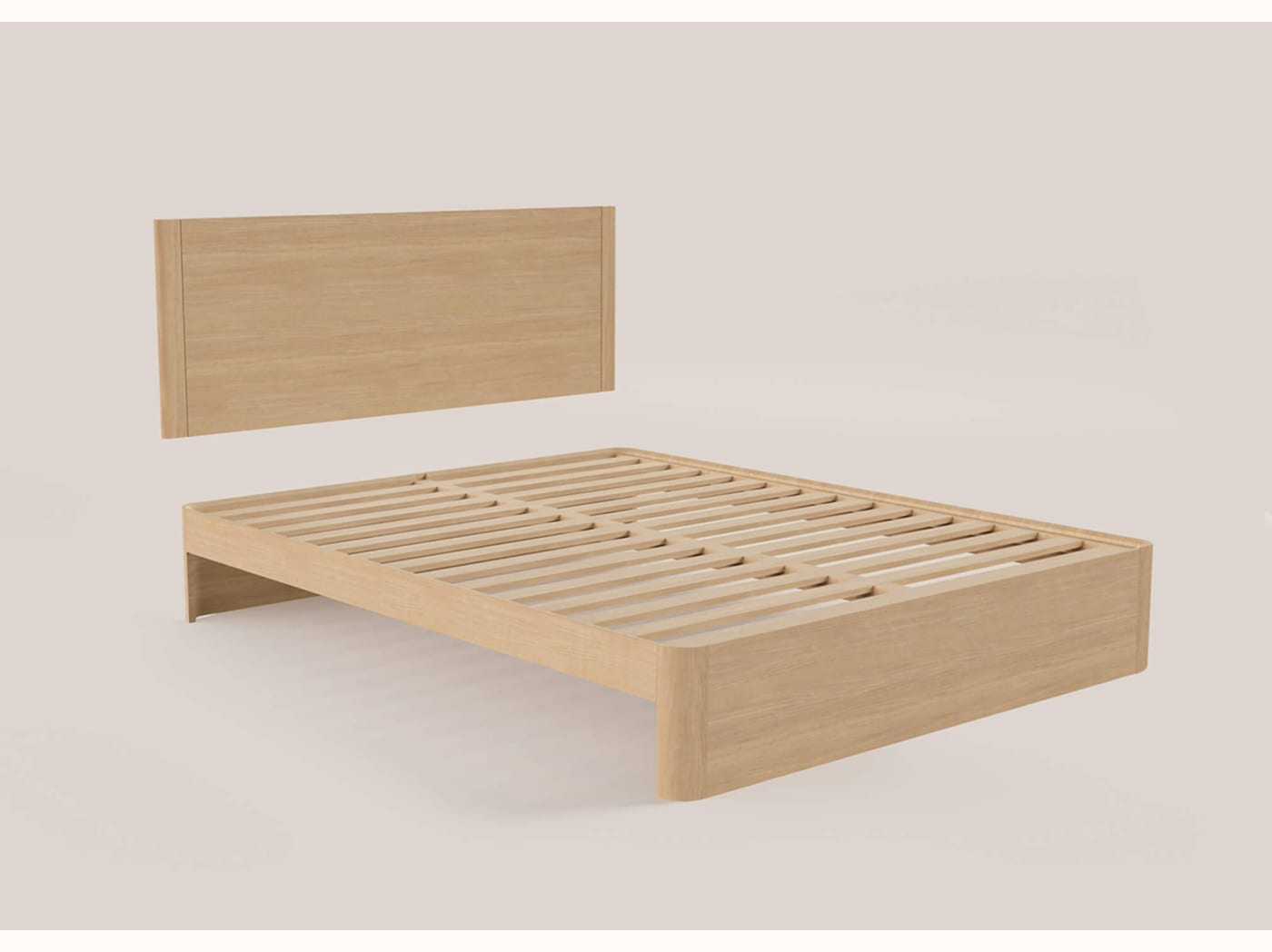 Cama con somier de roble macizo NÉNUPHAR