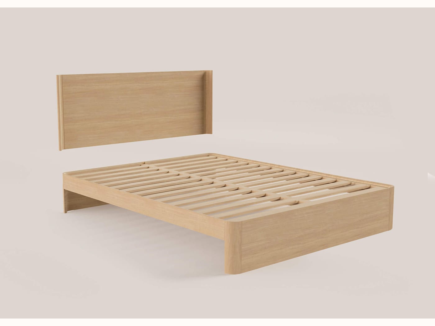 Cama con somier de roble macizo NÉNUPHAR