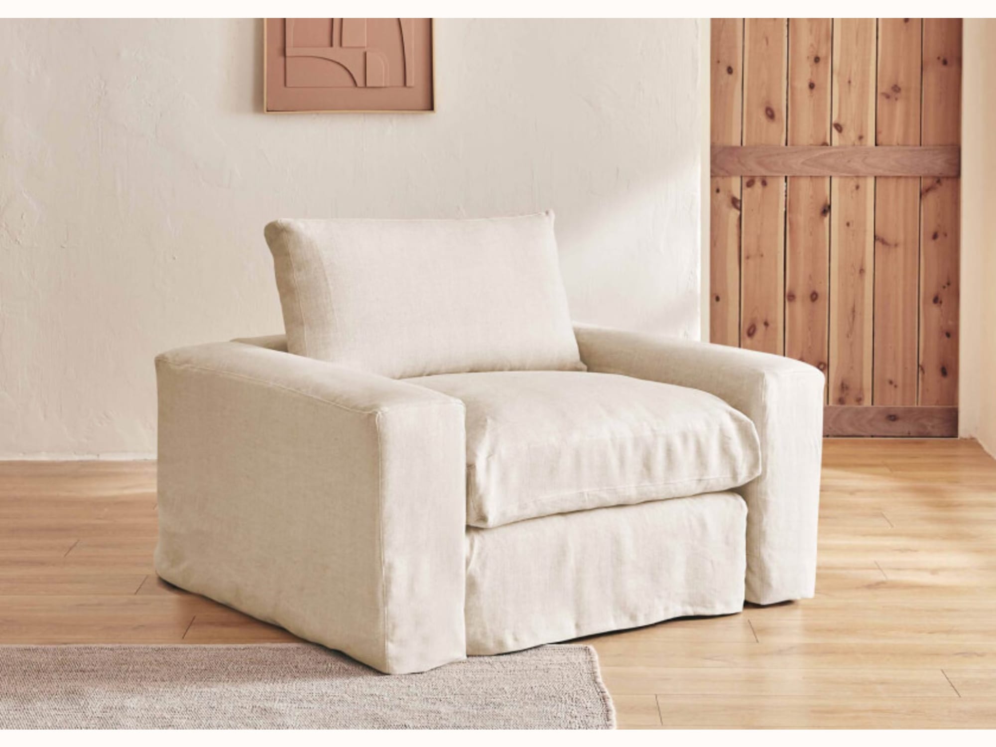 Poltrona ampia in lino LENO - 80 cm