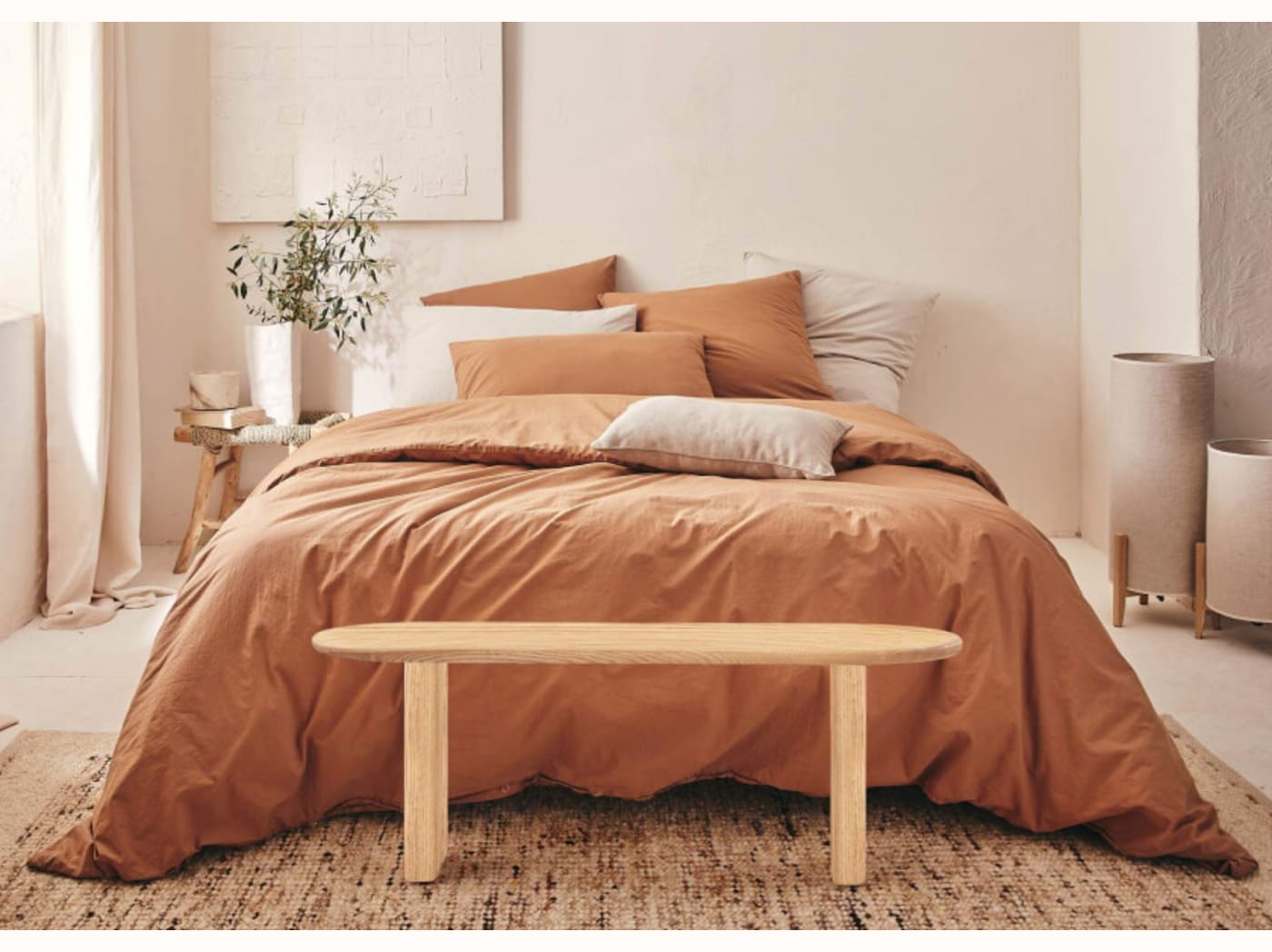 Oval bænk i massivt træ BAOBAB – 120 cm