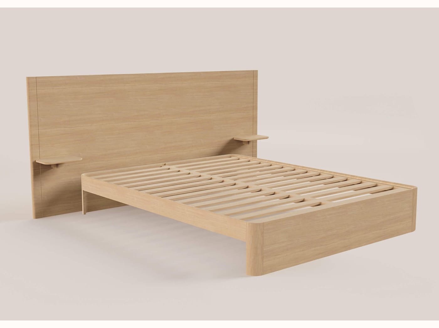 Cama con somier de roble macizo NÉNUPHAR
