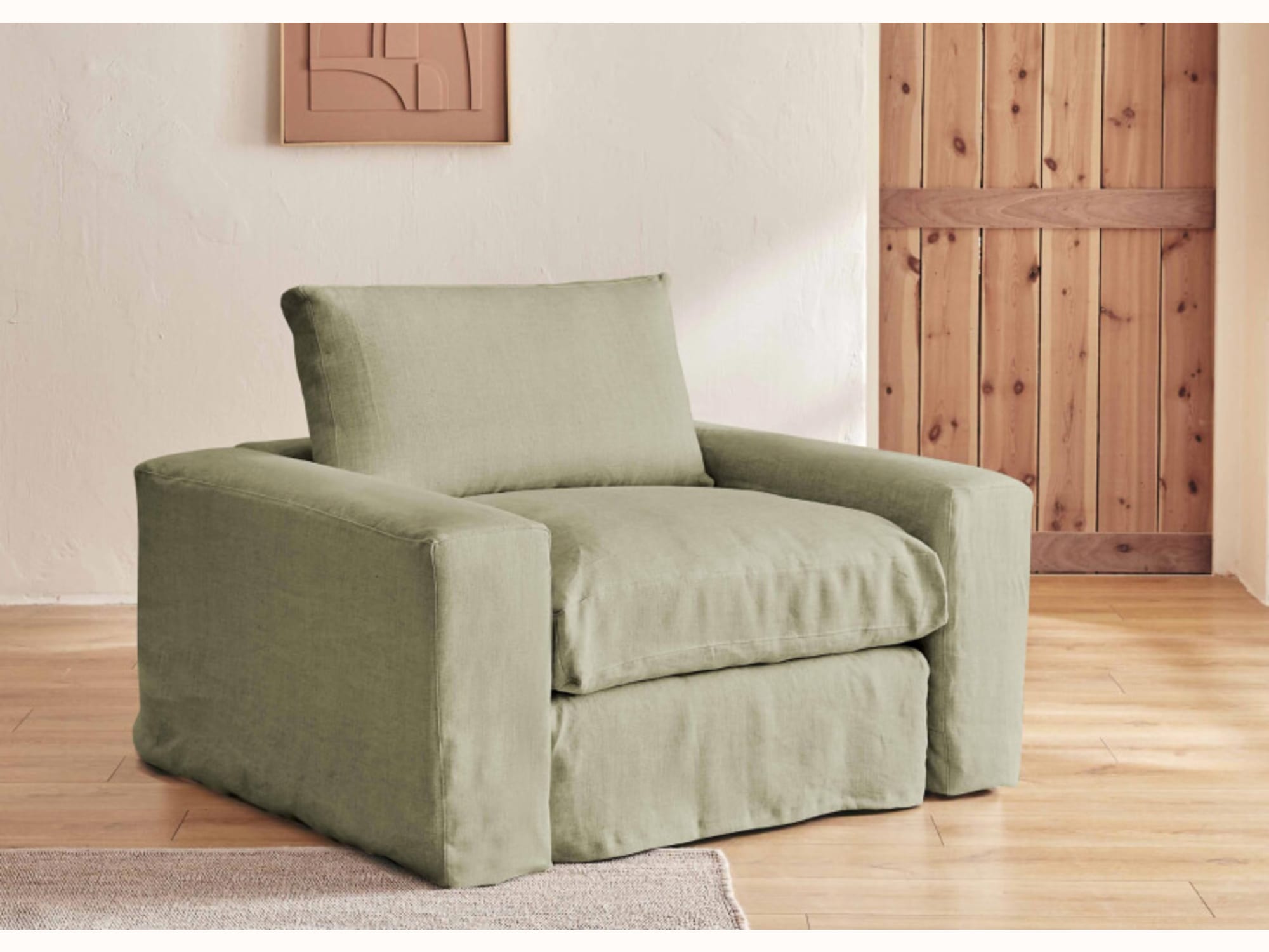 Poltrona ampia in lino LENO - 80 cm