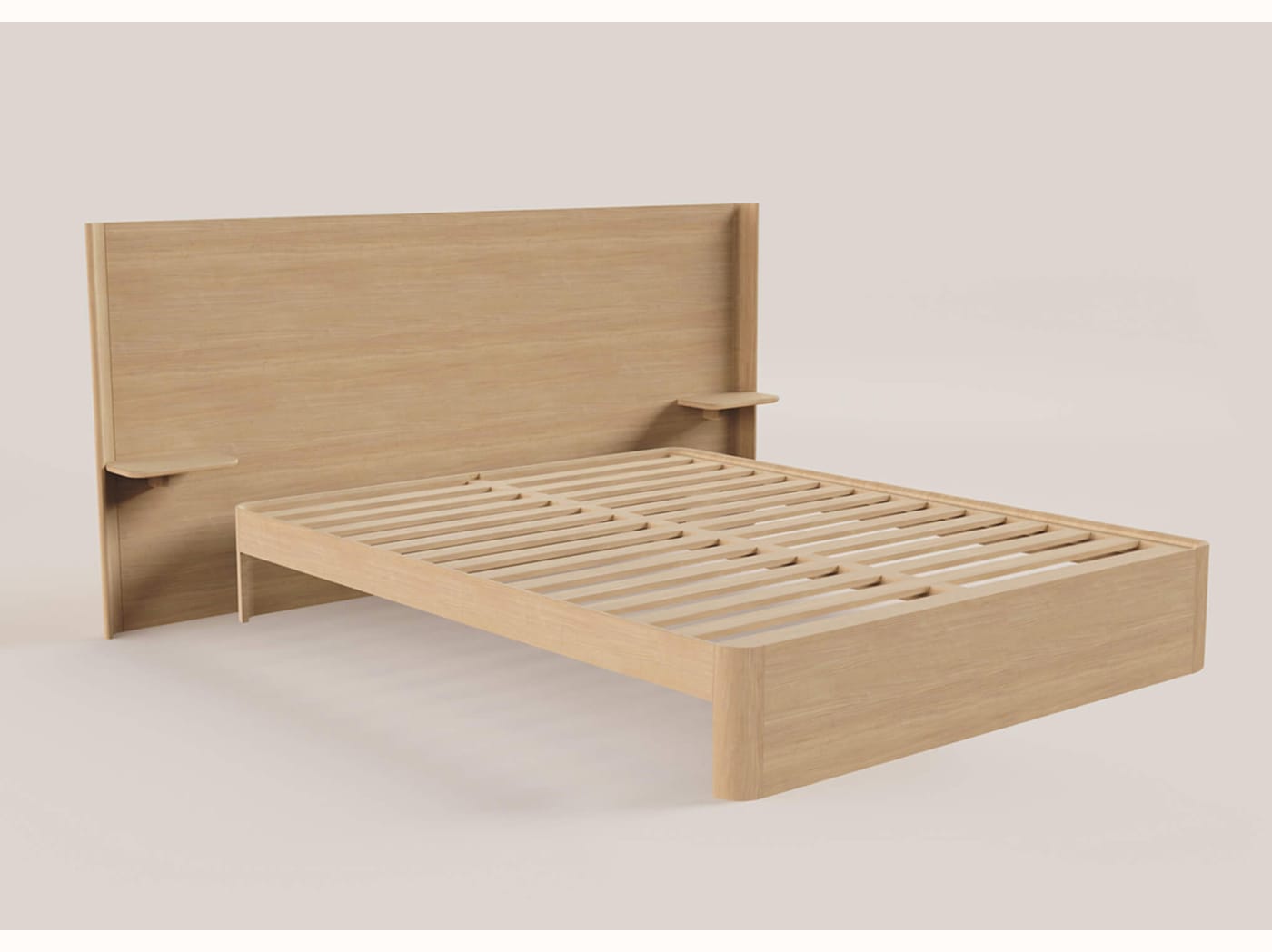 Cama con somier de roble macizo NÉNUPHAR