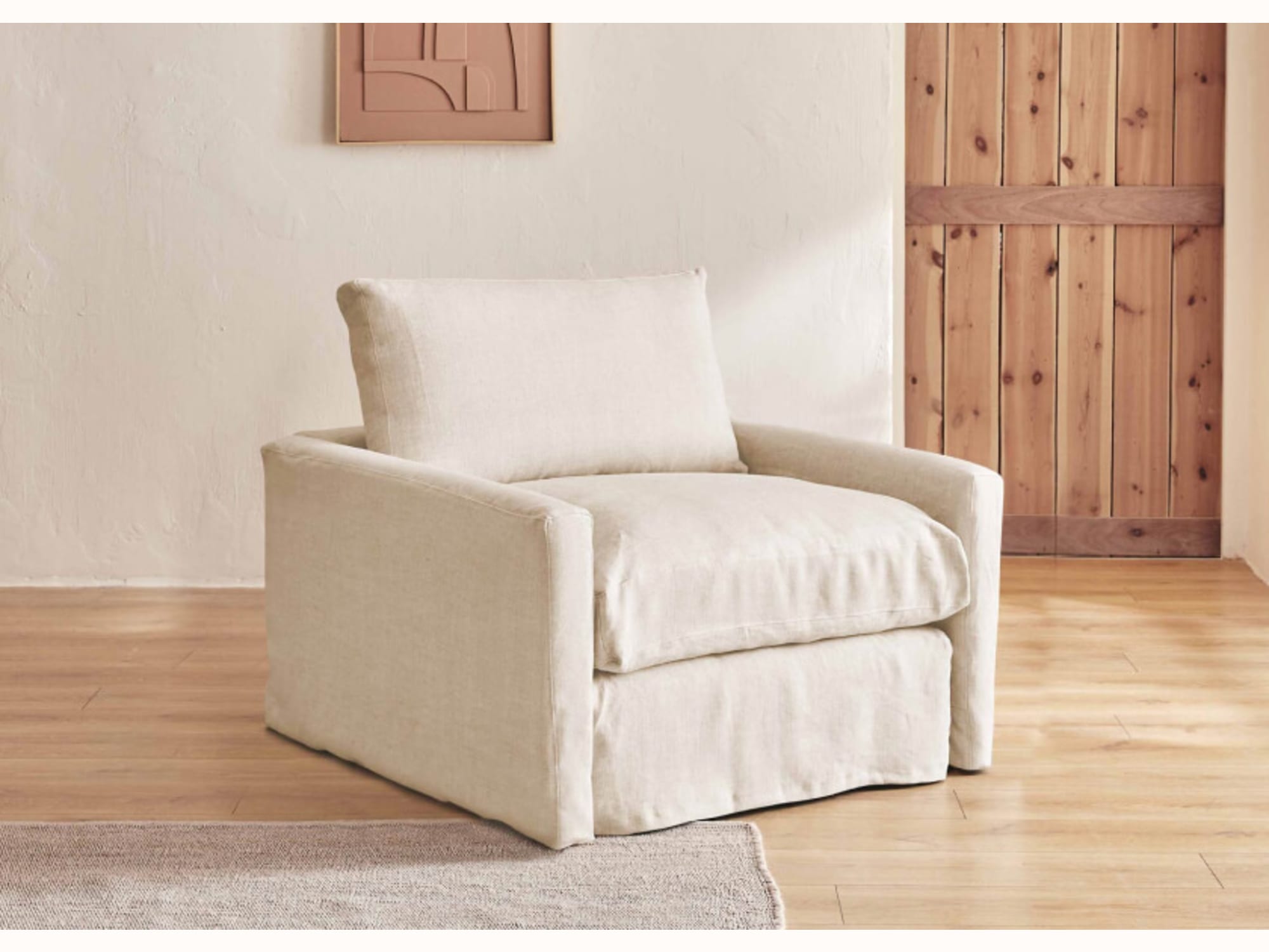 Poltrona ampia in lino LENO - 80 cm