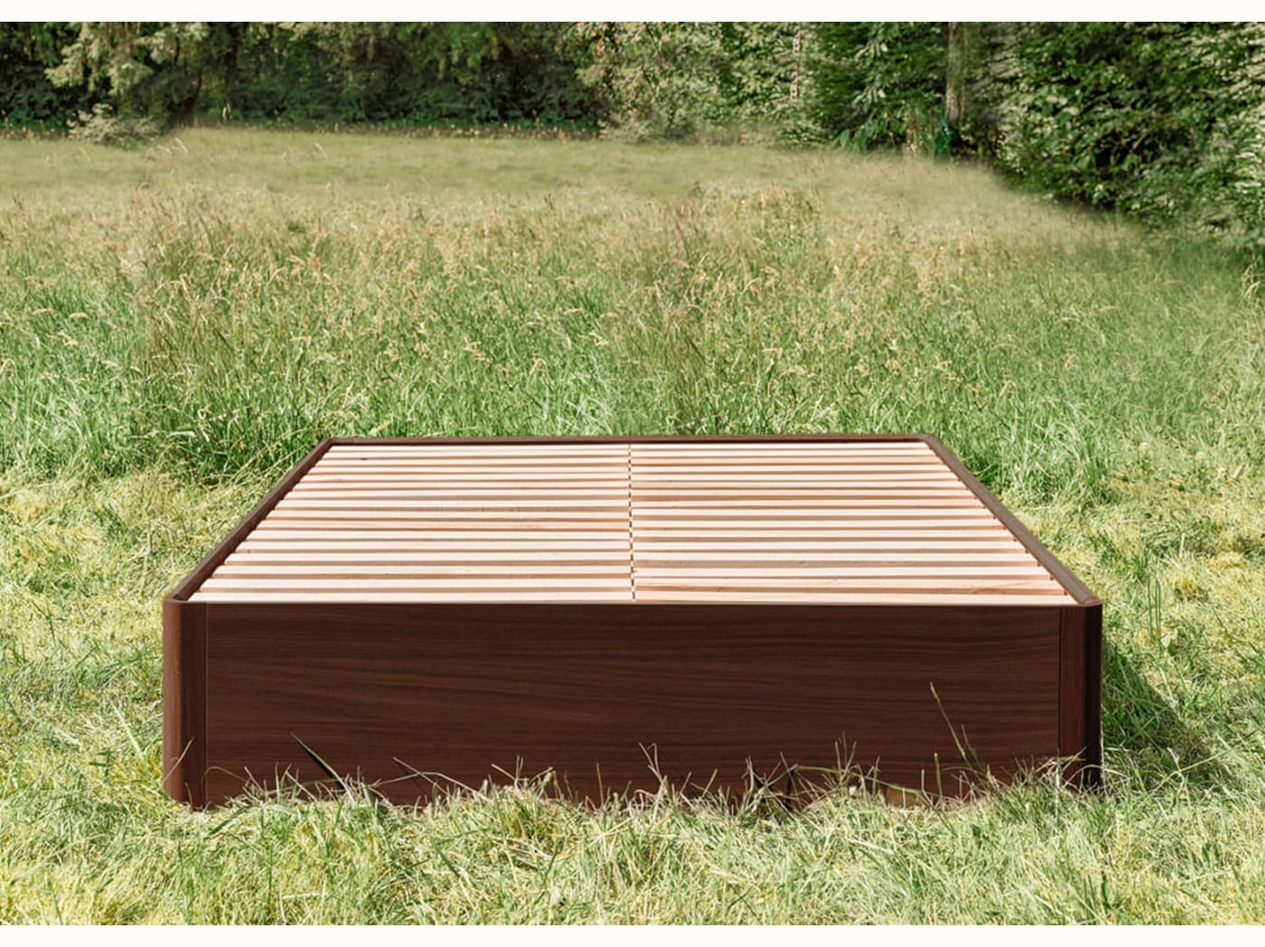 Cama con somier de roble macizo NÉNUPHAR