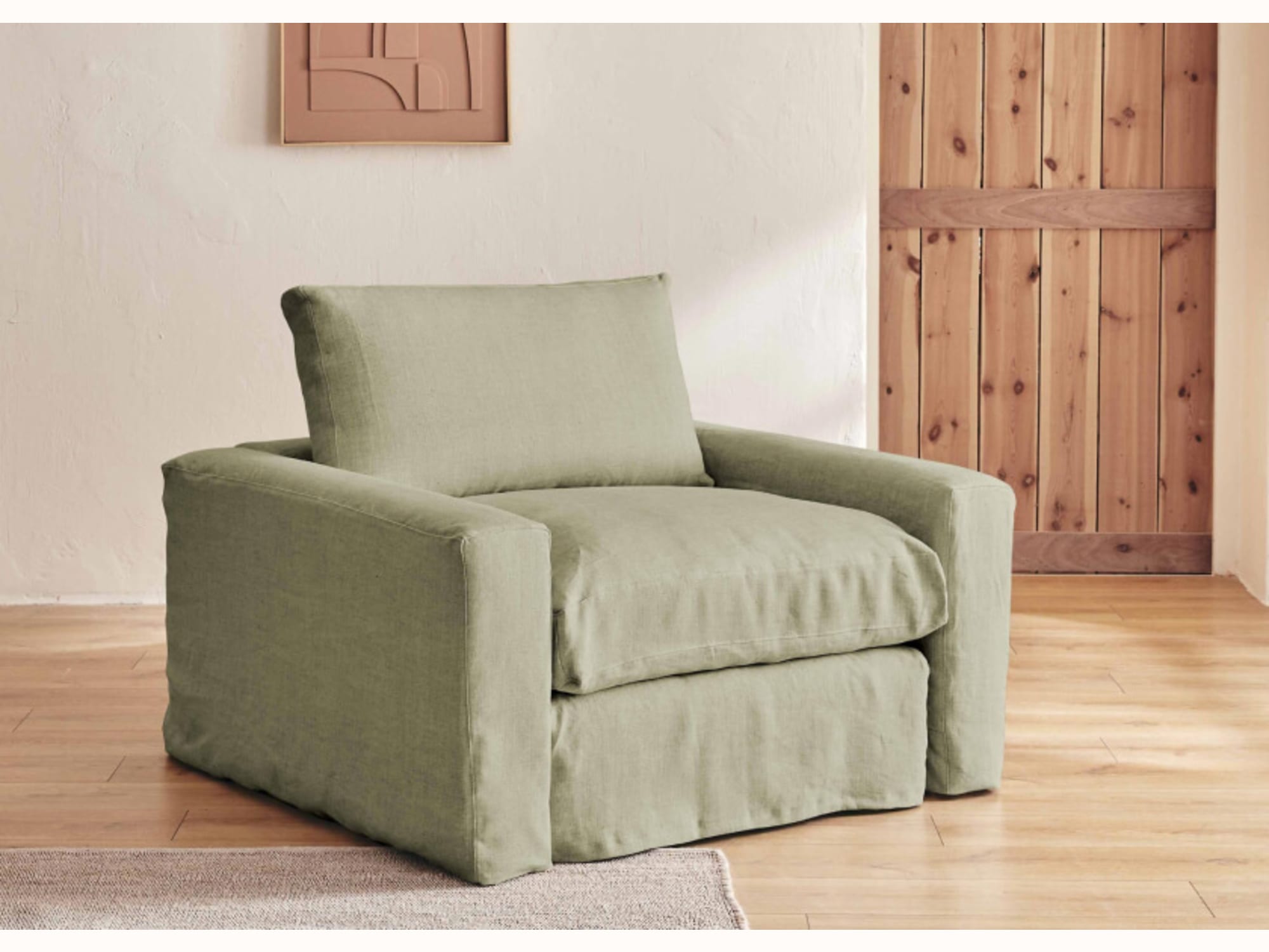 Poltrona ampia in lino LENO - 80 cm