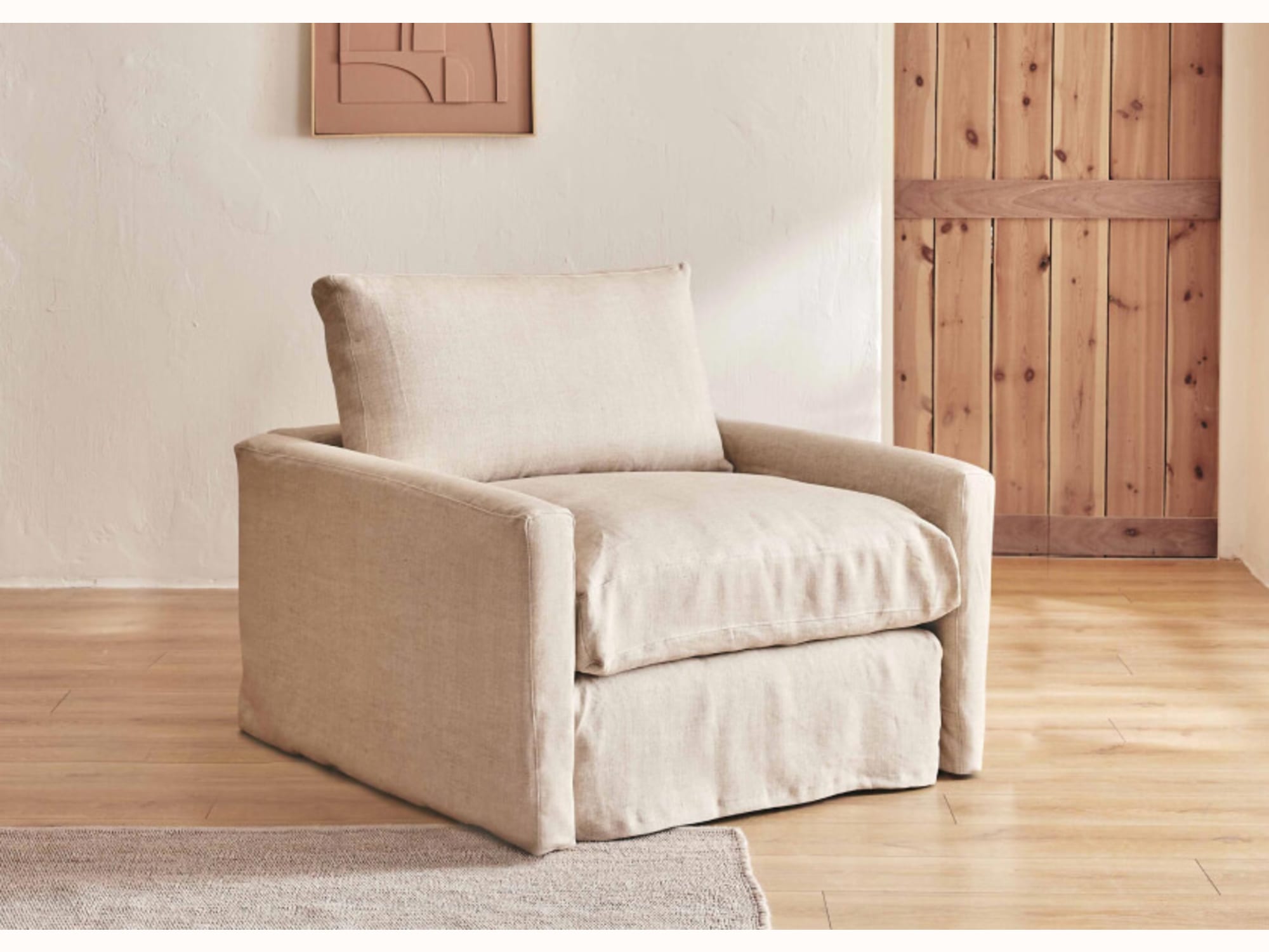 Poltrona ampia in lino LENO - 80 cm