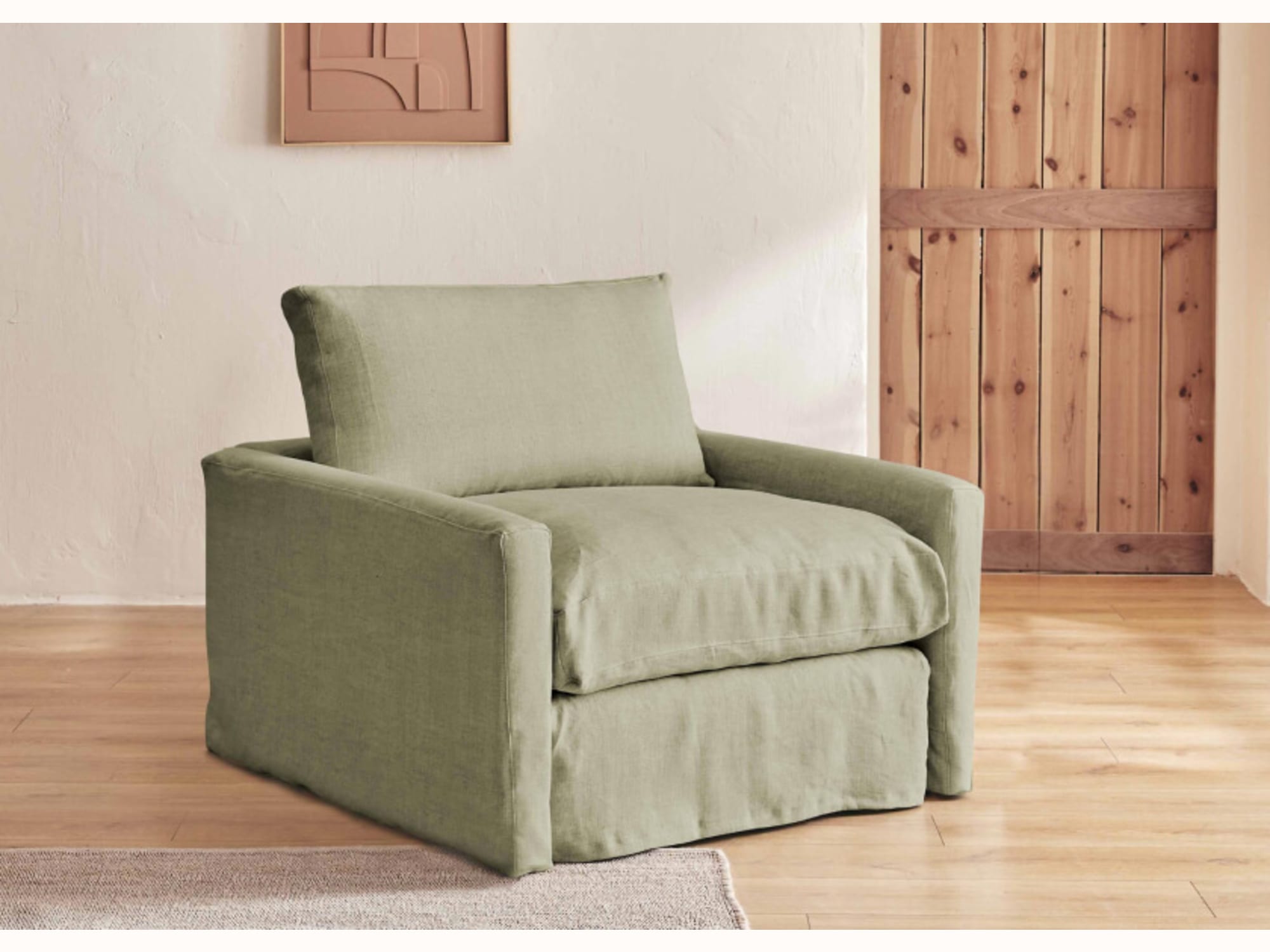 Poltrona ampia in lino LENO - 80 cm