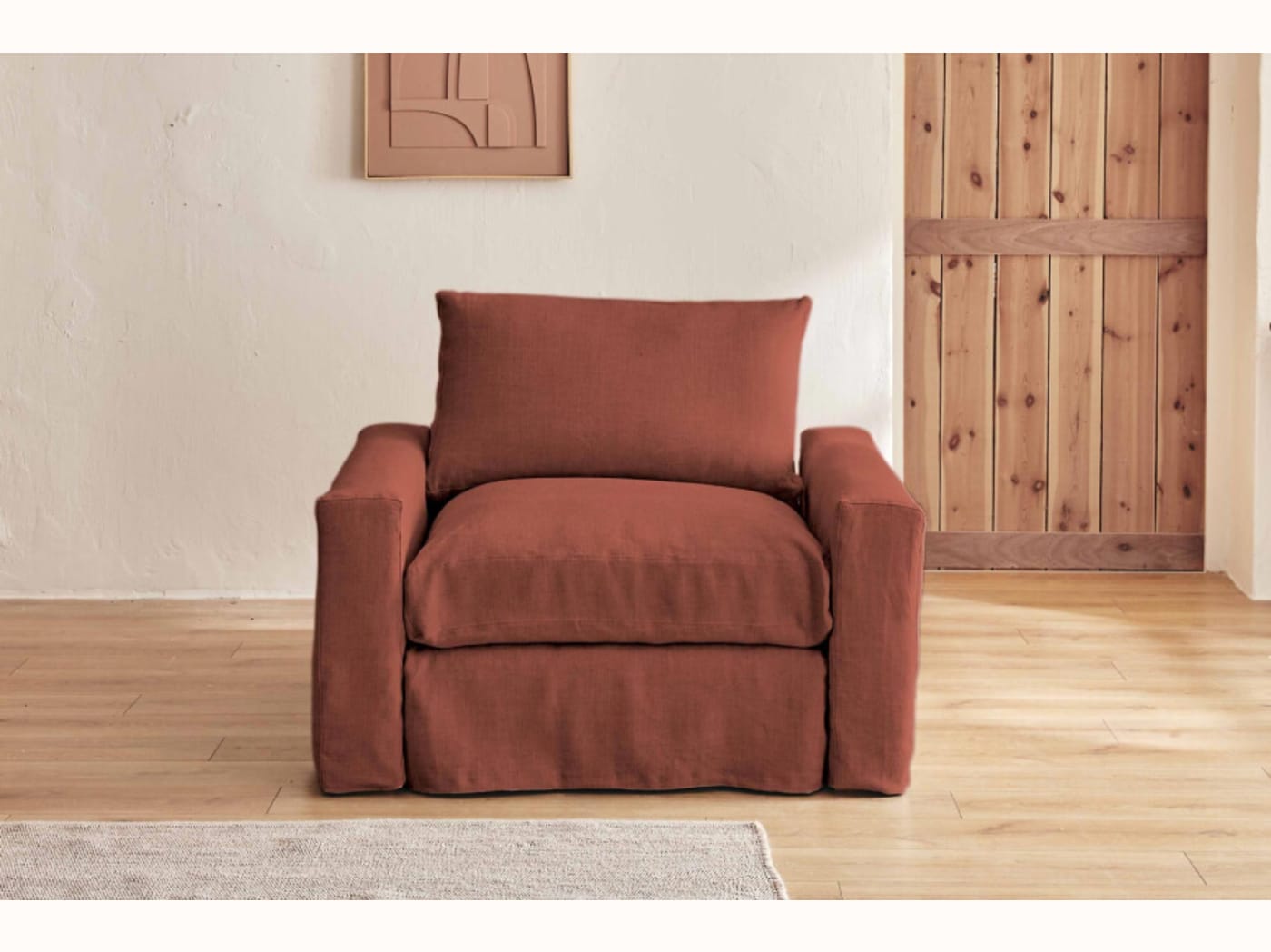 Poltrona ampia in lino LENO - 80 cm
