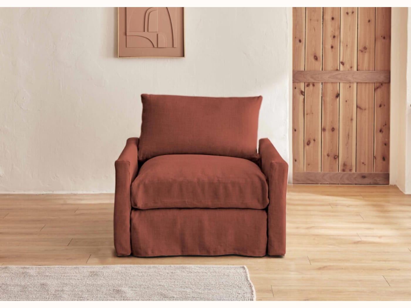 Poltrona ampia in lino LENO - 80 cm