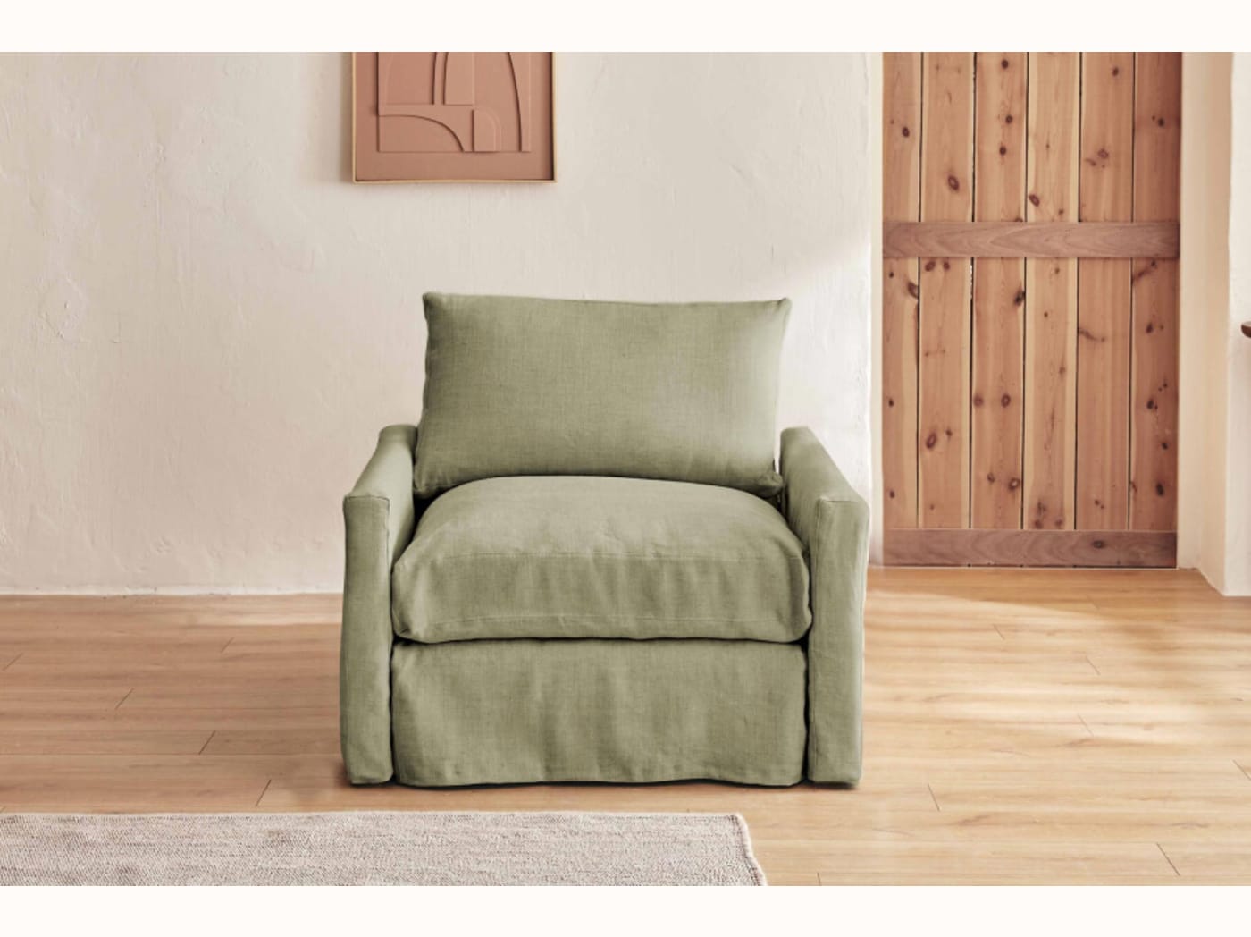 Poltrona ampia in lino LENO - 80 cm