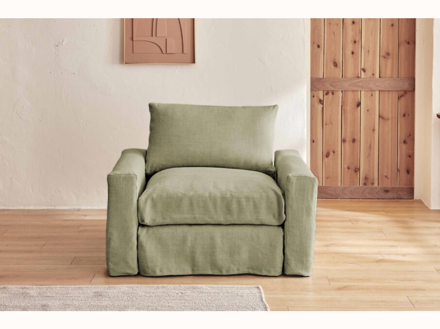 Poltrona ampia in lino LENO - 80 cm