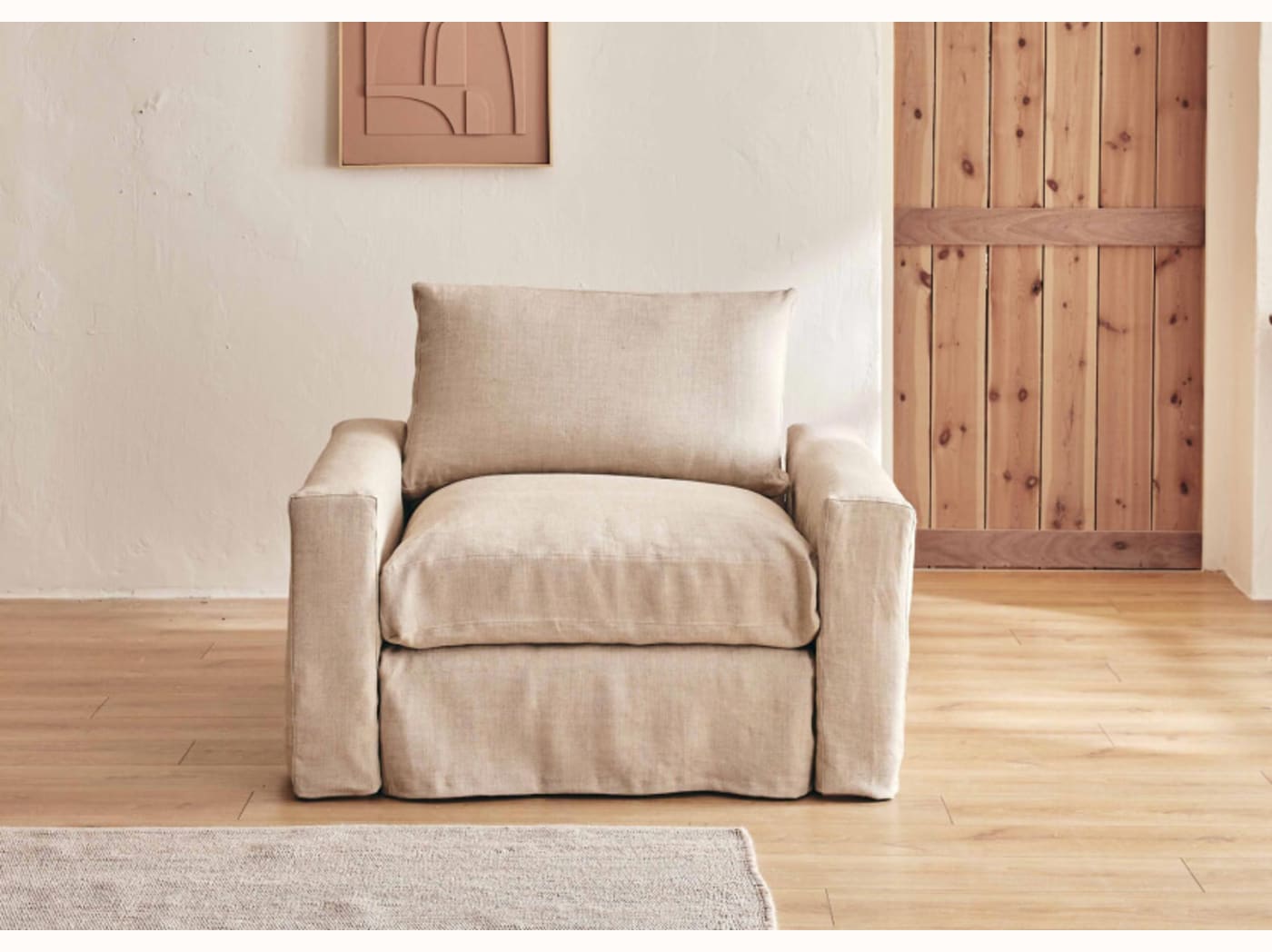 Poltrona ampia in lino LENO - 80 cm