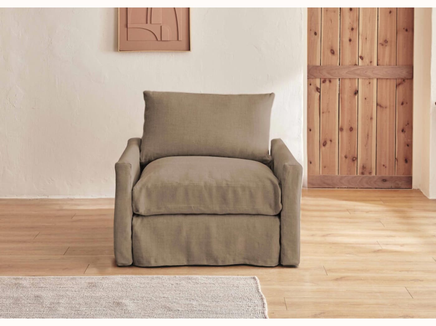 Poltrona ampia in lino LENO - 80 cm