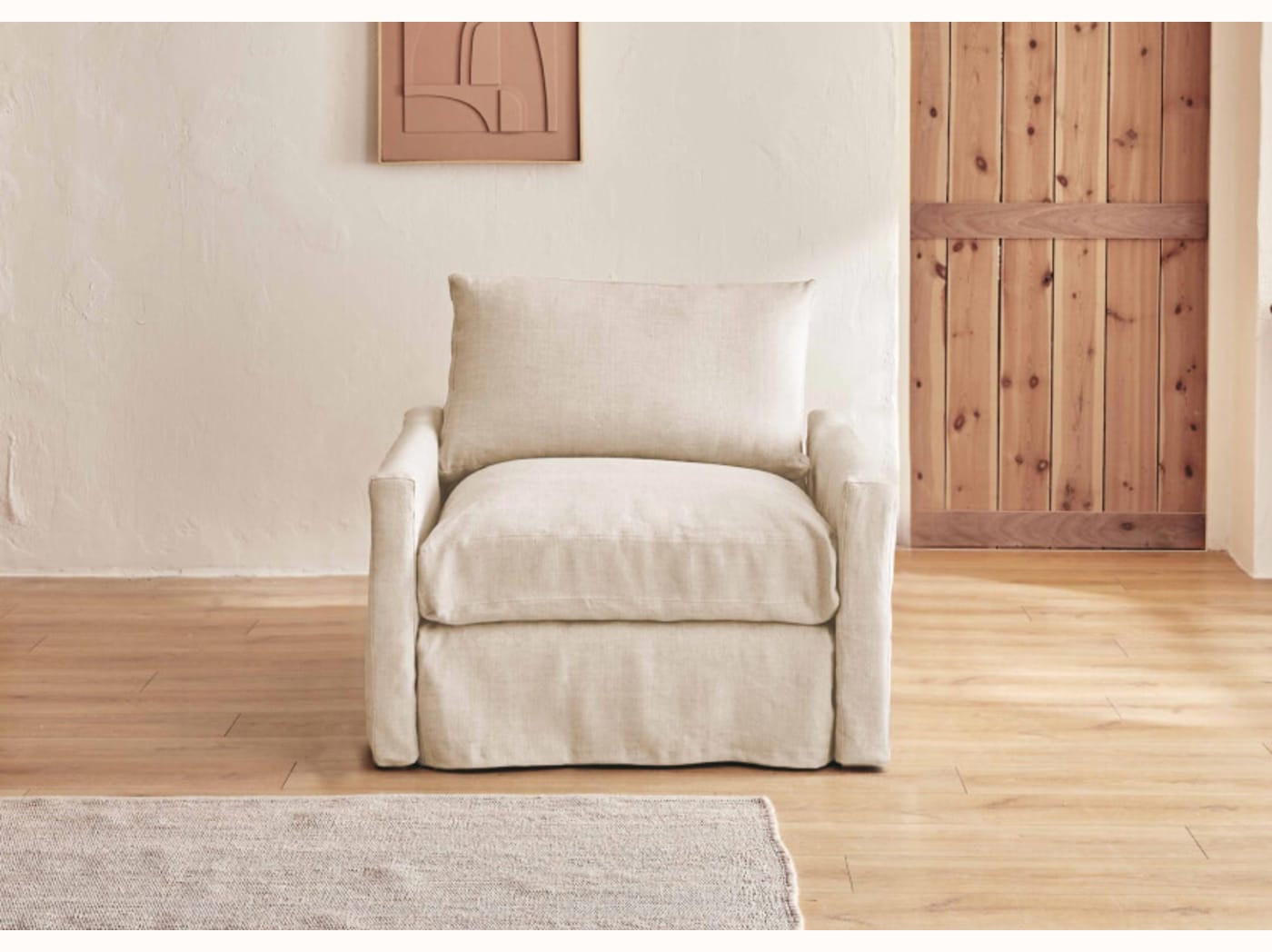 Poltrona ampia in lino LENO - 80 cm