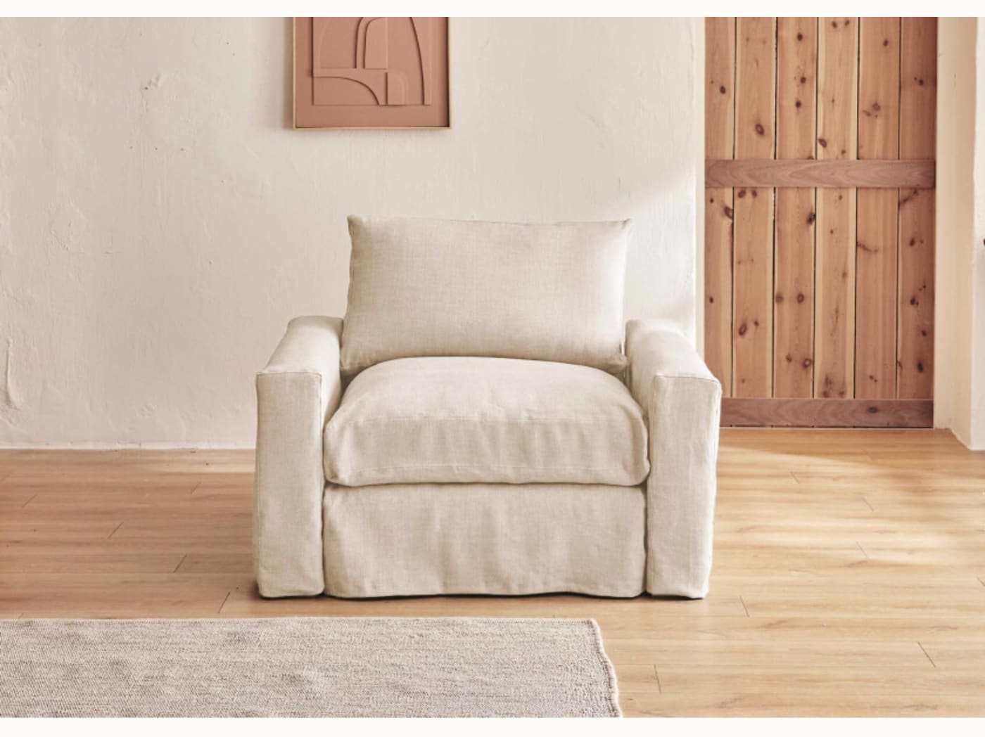 Poltrona ampia in lino LENO - 80 cm