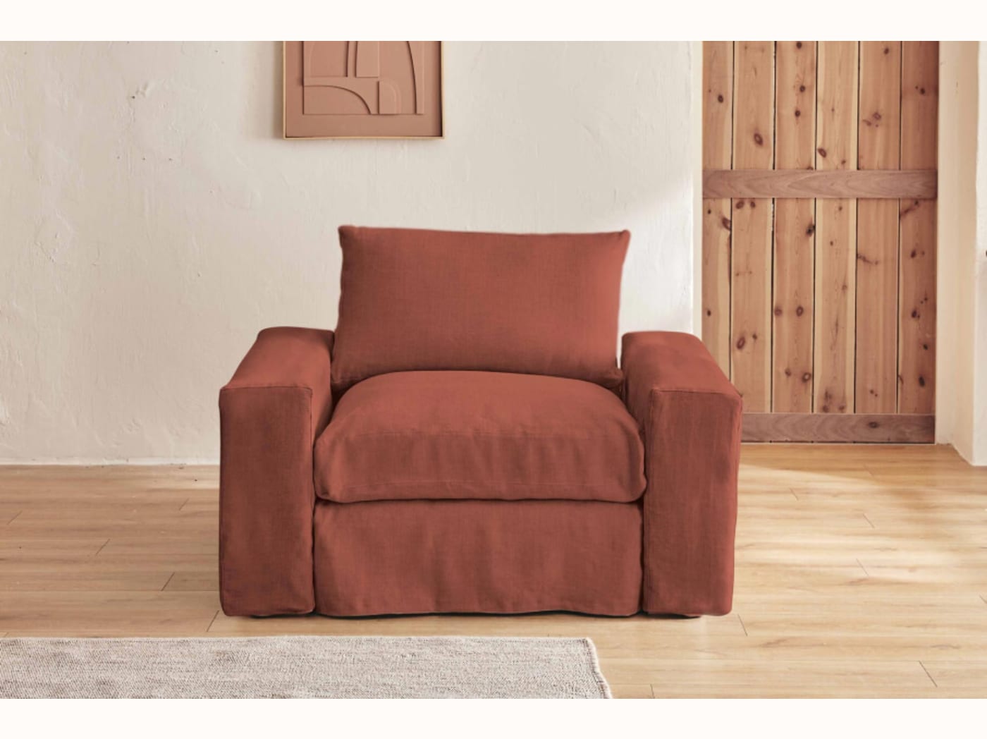 Poltrona ampia in lino LENO - 80 cm