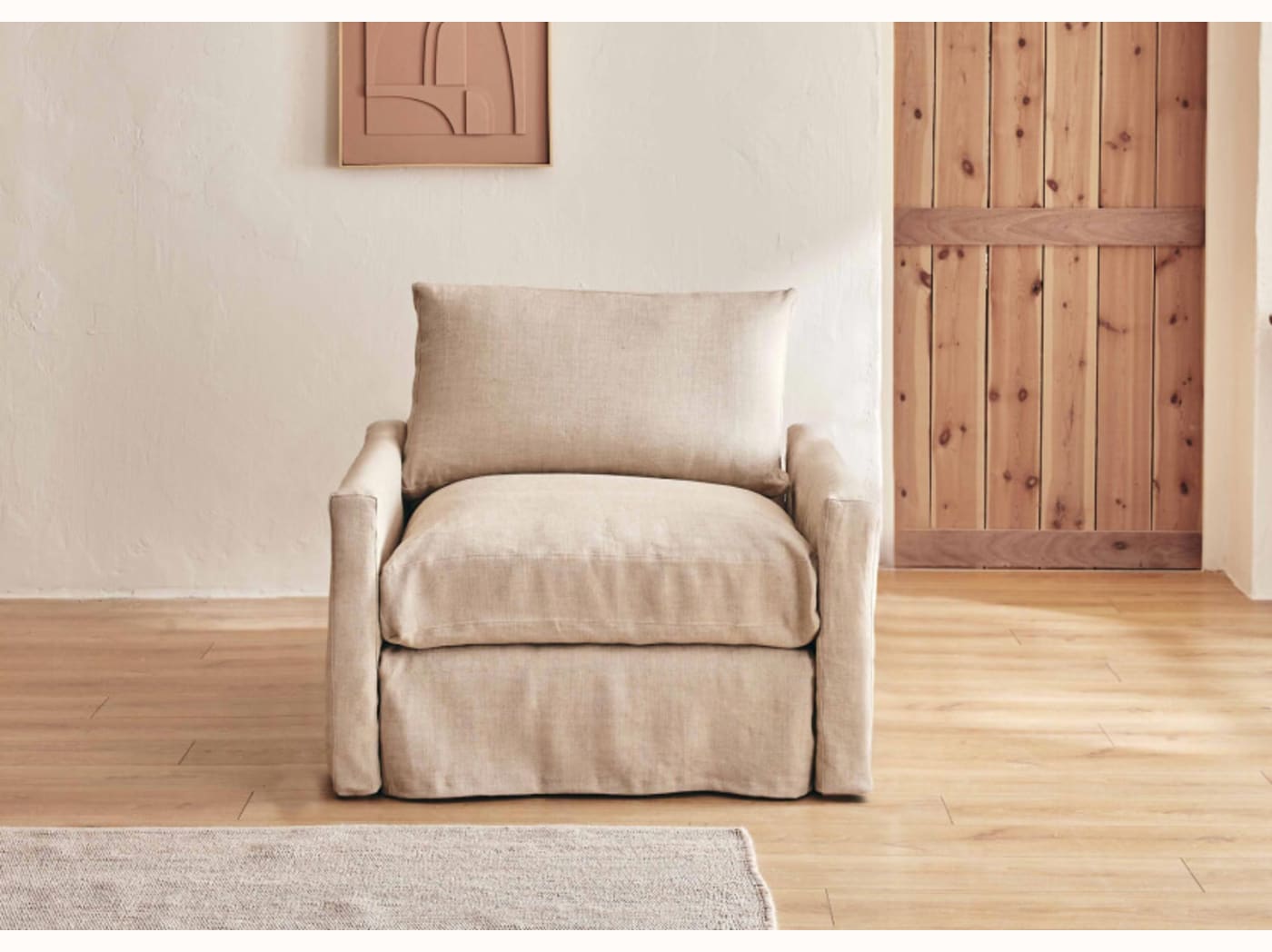 Poltrona ampia in lino LENO - 80 cm