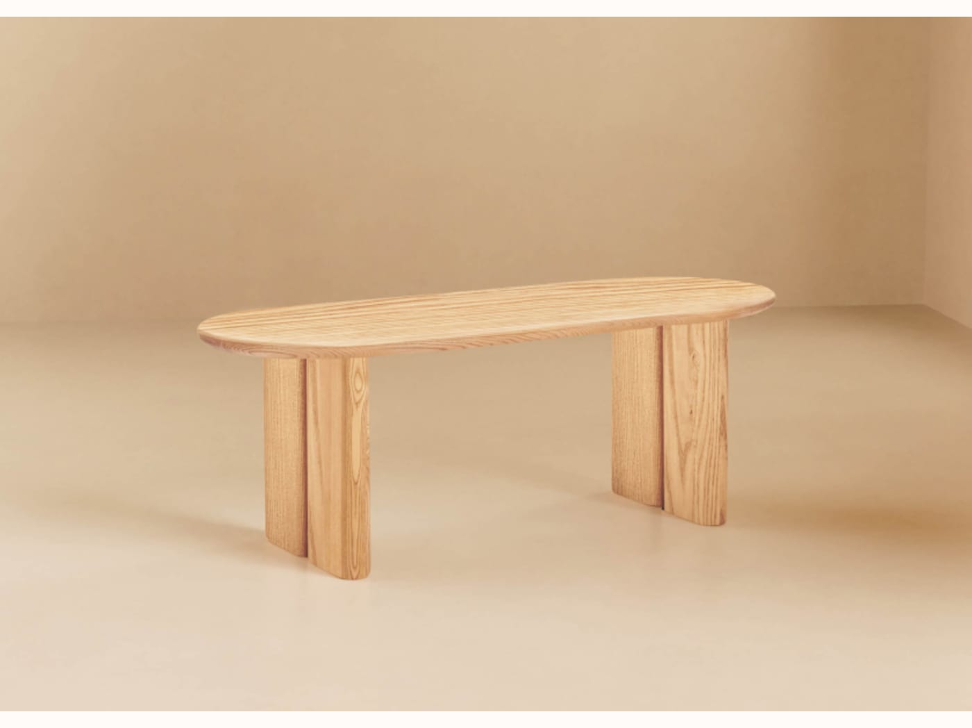 Oval bænk i massivt træ BAOBAB – 120 cm