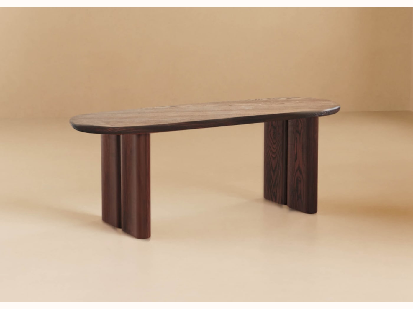 Oval bænk i massivt træ BAOBAB – 120 cm