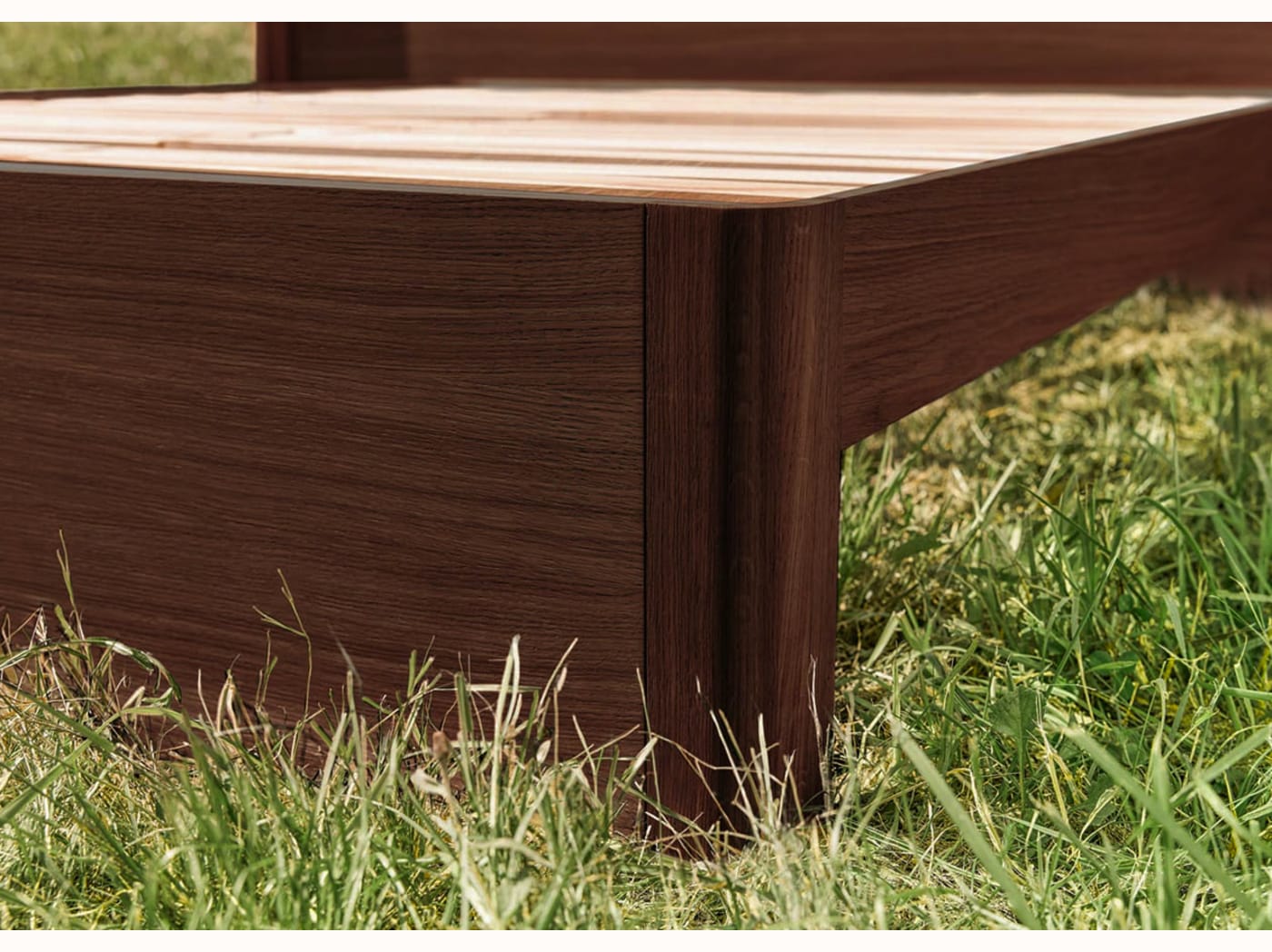 Cama con somier de roble macizo NÉNUPHAR