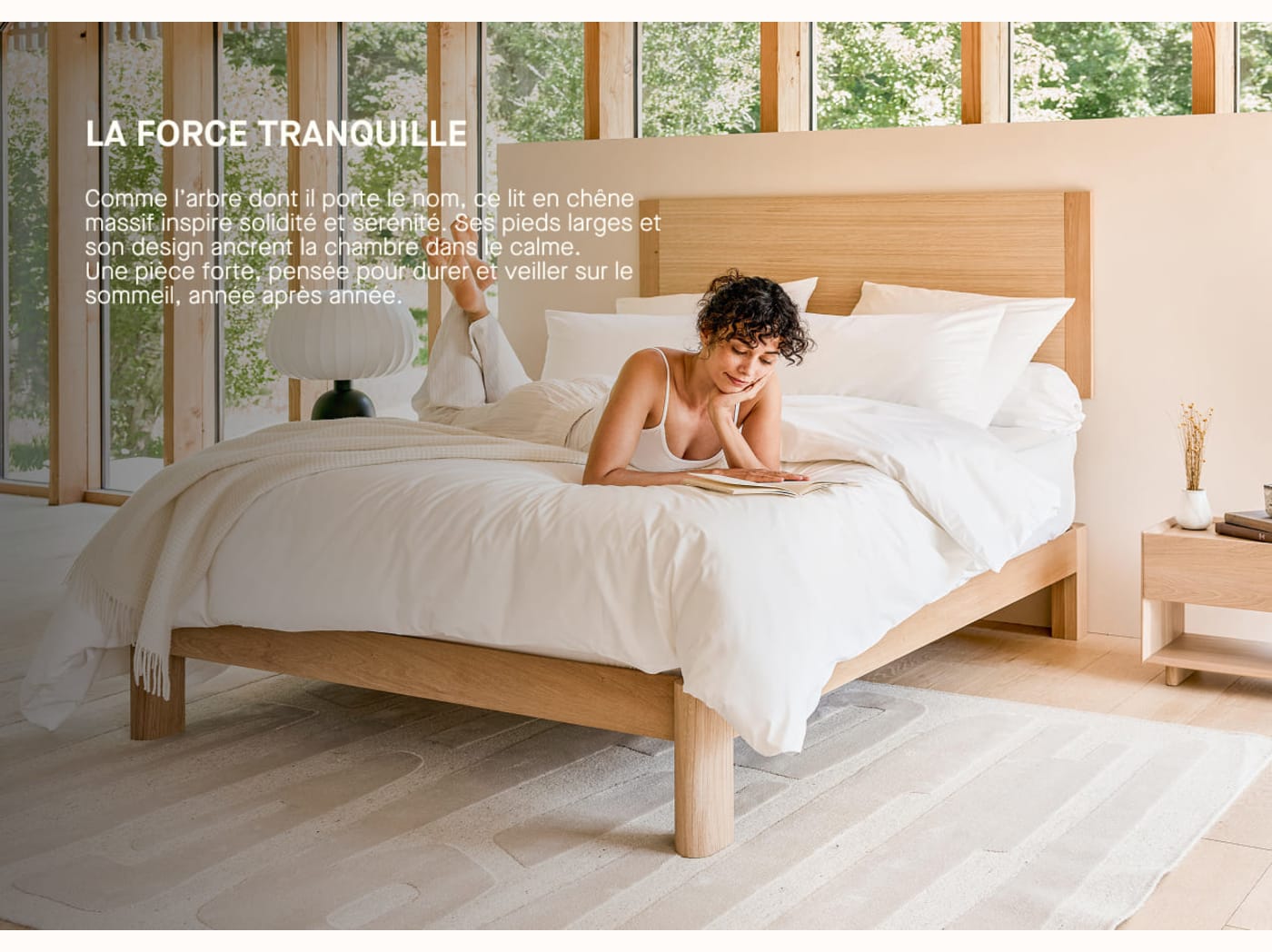 Cama com base em carvalho maciço BAOBAB