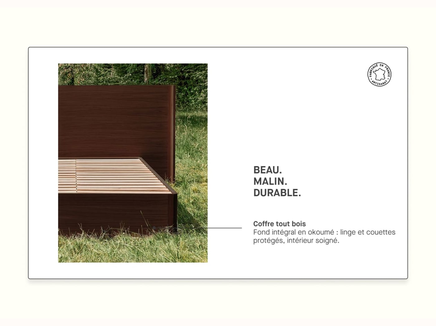Cama con somier de roble macizo NÉNUPHAR