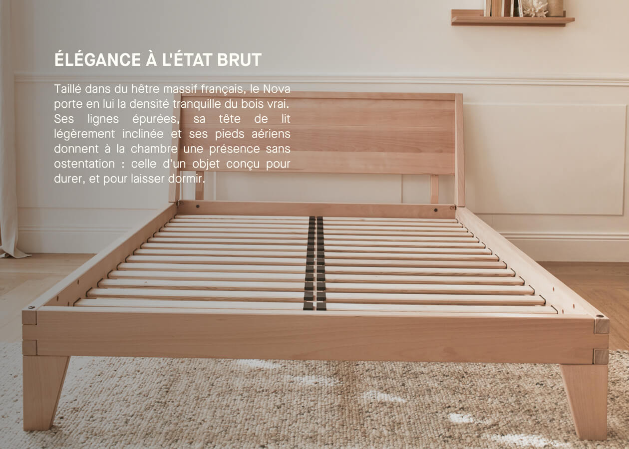 Bett mit Lattenrost aus massiver Buche NOVA